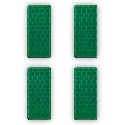 Adesivi Riflettenti 3D Verdi - 50x25 mm, Confezione da 4 Adesivi Riflettenti 3D Verdi - 50x25 mm, Confezione da 4