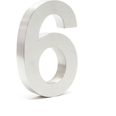WILTEC Numero Civico '6' 3d Arial 20 Cm Acciaio Inox Resistente Alle Intemperie Con Materiale Di Montaggio - WILTEC Numero Civico '6' 3d Arial 20 Cm Acciaio Inox Resistente Alle Intemperie Con Materiale Di Montaggio -