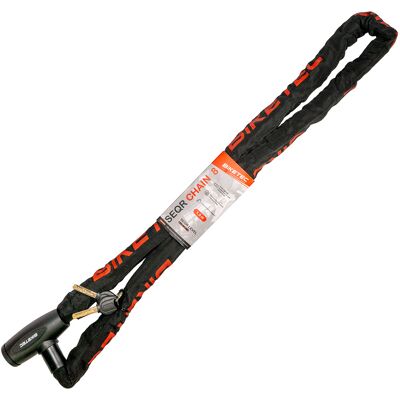 OEM Catena Biketec Seqr Cp 1,5 M, Maglia 8 Mm, Lucchetto Integrato Con 3 Chiavi, Copertura Nera OEM Catena Biketec Seqr Cp 1,5 M, Maglia 8 Mm, Lucchetto Integrato Con 3 Chiavi, Copertura Nera