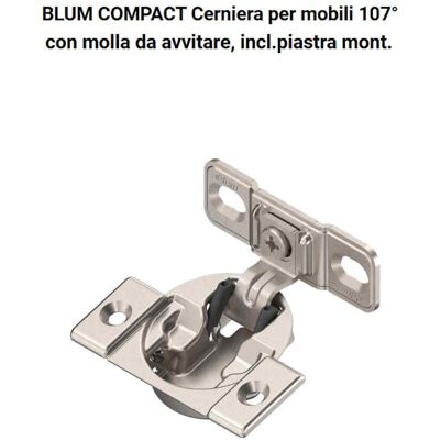 BLUM Cerniera Compact 107° Con Molla Apertura Verso L' Interno Con Piastra BLUM Cerniera Compact 107° Con Molla Apertura Verso L' Interno Con Piastra
