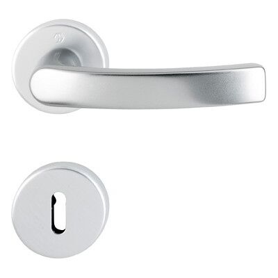 Set maniglie porta Hoppe Luxembourg - Rosette rotonde - Porta interna - Asse quadrato 8mm - Finitura acciaio Set maniglie porta Hoppe Luxembourg - Rosette rotonde - Porta interna - Asse quadrato 8mm - Finitura acciaio