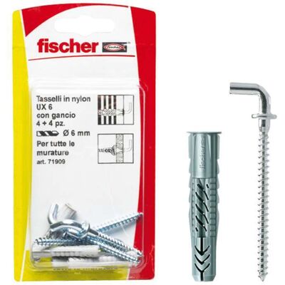 Fischer Tasselli Ux 6x35 H K Con Gancio (4 Pz.) - Fischer Tasselli Ux 6x35 H K Con Gancio (4 Pz.) -