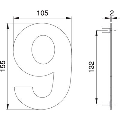 EDI Numero Civico Cifra 6/9 Va Ma 150mm L.105mm EDI Numero Civico Cifra 6/9 Va Ma 150mm L.105mm