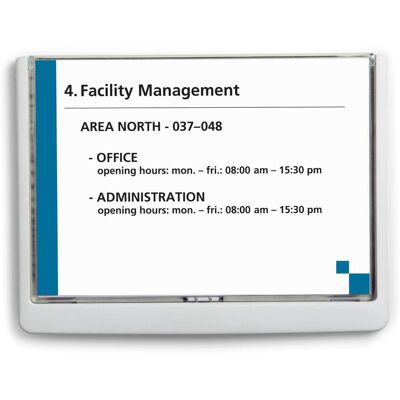 Durable 486602 Click Sign, Targa Fuori Porta In Abs, Sportellino Apribile Con Tasto, Installazione Con Viti O Biadesivo, 210x148,5 Mm, Bianco - Durable 486602 Click Sign, Targa Fuori Porta In Abs, Sportellino Apribile Con Tasto, Installazione Con Viti O Biadesivo, 210x148,5 Mm, Bianco -