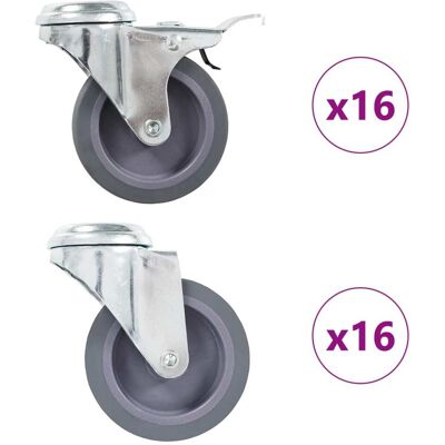 VIDAXL Ruote Girevoli Con Foro Per Bullone 32 Pz 75 Mm VIDAXL Ruote Girevoli Con Foro Per Bullone 32 Pz 75 Mm