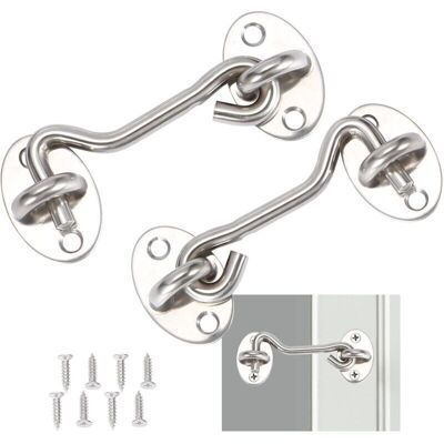 LIIYIELA Pezzi, Gancio Di Chiusura Per Porta, Gancio Di Chiusura In Acciaio Inox Argento, Con Viti Di Montaggio, Per Finestre, Porte Di Fienile, Porte Di Capannone, Porte Di Garage (7,5 Cm) LIIYIELA Pezzi, Gancio Di Chiusura Per Porta, Gancio Di Chiusura In Acciaio Inox Argento, Con Viti Di Montaggio, Per Finestre, Porte Di Fienile, Porte Di Capannone, Porte Di Garage (7,5 Cm)