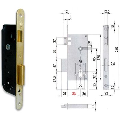 CISA 5c130-35-0 Serratura Infilare Cil Sag Bt F22 - CISA 5c130-35-0 Serratura Infilare Cil Sag Bt F22 -