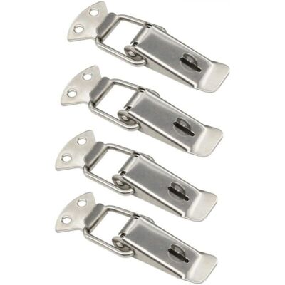 OEM Chiusura A Molla In Acciaio Inox, Interasse 41 Mm, Finitura Argento, Confezione Da 4 Chiusure A Leva OEM Chiusura A Molla In Acciaio Inox, Interasse 41 Mm, Finitura Argento, Confezione Da 4 Chiusure A Leva