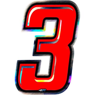 Generico - Numero 3 - Rosso olografico - 10 cm - Adesivo Generico - Numero 3 - Rosso olografico - 10 cm - Adesivo