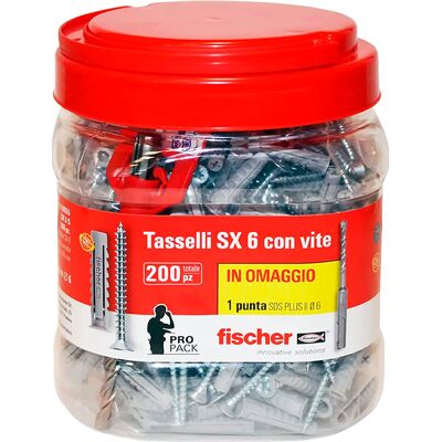 Fischer 200 Tasselli Con Vite Sx 6 S Al Prezzo Di 150 + Punta Sds 6. Fischer 200 Tasselli Con Vite Sx 6 S Al Prezzo Di 150 + Punta Sds 6.