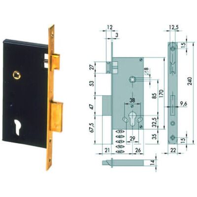 CISA Serratura Da Infilare A Cilindro 2 Mand. Bordo Quadro 5c110 - Misure: Mm 60 (5c110600) CISA Serratura Da Infilare A Cilindro 2 Mand. Bordo Quadro 5c110 - Misure: Mm 60 (5c110600)