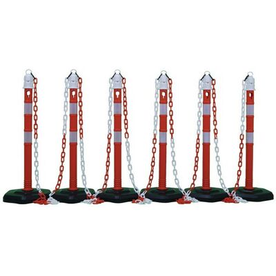 Set di pali di barriera HP Autozubehör - Rosso/Bianco - 6 pali e 5 catene Set di pali di barriera HP Autozubehör - Rosso/Bianco - 6 pali e 5 catene