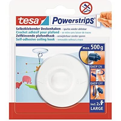 Tesa UK Powerstrips Gancio da Soffitto - Bianco - Gancio da Soffitto Tesa UK Powerstrips Gancio da Soffitto - Bianco - Gancio da Soffitto
