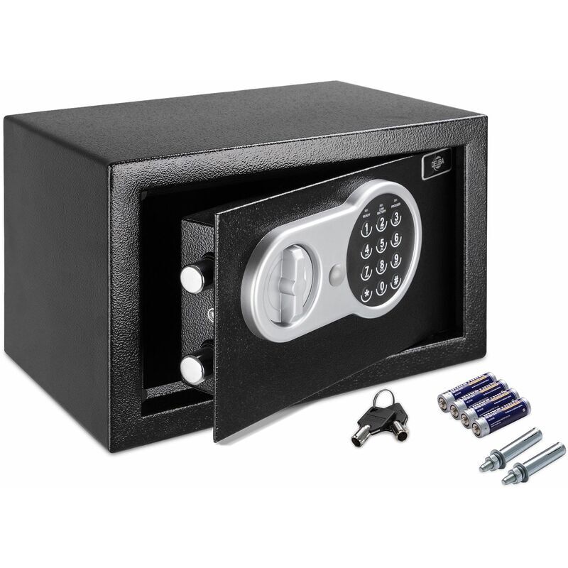 Deuba ® Cassaforte elettronica a combinazione con 4 batterie Cassetta sicurezza Hotel Ufficio Gioielli Codice di sicurezza Nero
