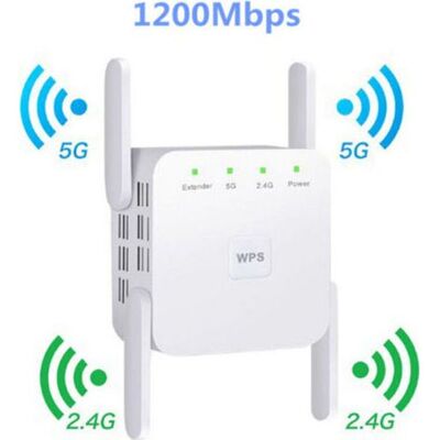 OEM Ripetitore Wifi Da 1200 Mbps, Doppia Banda 5 Ghz E 2,4 Ghz, Copertura Fino A 2000 Piedi Quadrati, 4 Antenne Ad Alto Guadagno OEM Ripetitore Wifi Da 1200 Mbps, Doppia Banda 5 Ghz E 2,4 Ghz, Copertura Fino A 2000 Piedi Quadrati, 4 Antenne Ad Alto Guadagno