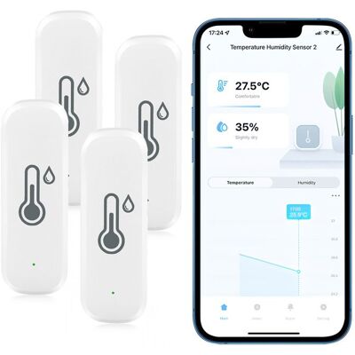 OEM Confezione Da 4 Termometri E Igrometri Da Interno Wifi - Sensore Di Temperatura Wireless, Registratore Di Dati, Monitoraggio Remoto OEM Confezione Da 4 Termometri E Igrometri Da Interno Wifi - Sensore Di Temperatura Wireless, Registratore Di Dati, Monitoraggio Remoto