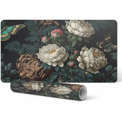 OEM Tappetino Protettivo In Vinile Per Postazione Di Lavoro, Con Motivo Fiori E Farfalle, 100x50 Cm OEM Tappetino Protettivo In Vinile Per Postazione Di Lavoro, Con Motivo Fiori E Farfalle, 100x50 Cm