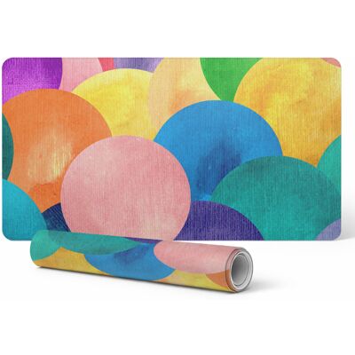 OEM Tappetino Protettivo In Vinile Per Postazione Di Lavoro, Con Cerchi Colorati, 90x45 Cm OEM Tappetino Protettivo In Vinile Per Postazione Di Lavoro, Con Cerchi Colorati, 90x45 Cm