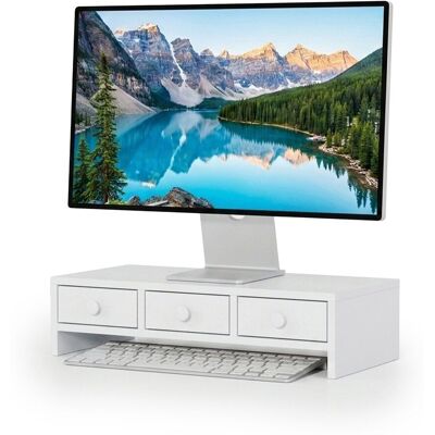RELAXDAYS Supporto Per Monitor, Rialzo Da Scrivania Per Pc, 3 Cassetti, Hxlxp: 12,5 X 51 X 24 Cm, Mdf, Bianco RELAXDAYS Supporto Per Monitor, Rialzo Da Scrivania Per Pc, 3 Cassetti, Hxlxp: 12,5 X 51 X 24 Cm, Mdf, Bianco