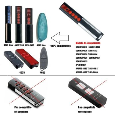 OEM Telecomando Per Porta Da Garage Compatibile Con Sommer 4020 Tx03 868-4 – Rolling Code 868 Mhz, Confezione Da 2 OEM Telecomando Per Porta Da Garage Compatibile Con Sommer 4020 Tx03 868-4 – Rolling Code 868 Mhz, Confezione Da 2