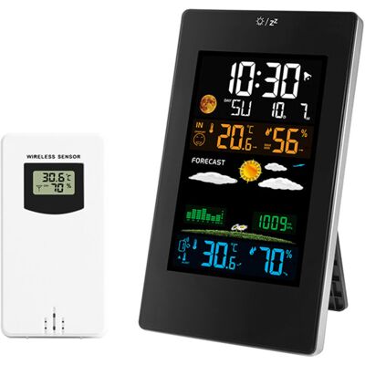 OEM Stazione Meteorologica Wireless Con Display A Colori Va E Sensore Esterno, Termometro, Igrometro, Previsioni Del Tempo, Visualizzazione Dell'ora, Sveglia, Cavo Usb, Nero -crezuo OEM Stazione Meteorologica Wireless Con Display A Colori Va E Sensore Esterno, Termometro, Igrometro, Previsioni Del Tempo, Visualizzazione Dell'ora, Sveglia, Cavo Usb, Nero -crezuo