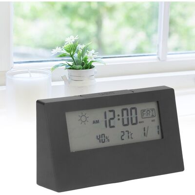 OEM Sveglia Digitale: Sveglia Elettronica Con Display Lcd, Funzione Snooze, Data, Temperatura, Umidità, Luce Soffusa, Formato Da Viaggio, Nera (13,5 Cm) OEM Sveglia Digitale: Sveglia Elettronica Con Display Lcd, Funzione Snooze, Data, Temperatura, Umidità, Luce Soffusa, Formato Da Viaggio, Nera (13,5 Cm)