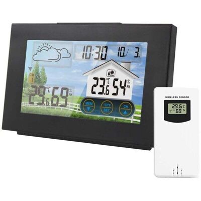 OEM Stazione Meteorologica Wireless, Sveglia Elettronica Con Funzione Snooze, Termometro E Igrometro Digitale Per Interni Ed Esterni Con Allarme, Ampio Schermo Lcd A Colori, Previsioni Del Tempo E Pulsant OEM Stazione Meteorologica Wireless, Sveglia Elettronica Con Funzione Snooze, Termometro E Igrometro Digitale Per Interni Ed Esterni Con Allarme, Ampio Schermo Lcd A Colori, Previsioni Del Tempo E Pulsant