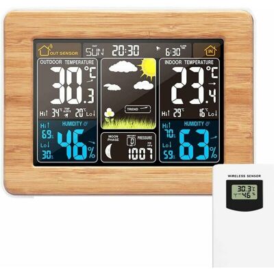 OEM Stazione Meteorologica Wireless, Orologio Meteo Digitale A Colori Con Sensore Esterno, Termometro Interno/esterno Con Data, Temperatura, Umidità, Barometro, Sveglia, Fasi Lunari, Orologio Meteo -crezu OEM Stazione Meteorologica Wireless, Orologio Meteo Digitale A Colori Con Sensore Esterno, Termometro Interno/esterno Con Data, Temperatura, Umidità, Barometro, Sveglia, Fasi Lunari, Orologio Meteo -crezu