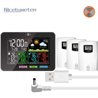 OEM Stazione Meteorologica Wireless Con 3 Sensori, Termometro E Igrometro Digitale Per Interni/esterni, Schermo Lcd A Colori, Con Calendario, Orologio, Sveglia, Funzione Snooze, Previsioni Di Temperatura OEM Stazione Meteorologica Wireless Con 3 Sensori, Termometro E Igrometro Digitale Per Interni/esterni, Schermo Lcd A Colori, Con Calendario, Orologio, Sveglia, Funzione Snooze, Previsioni Di Temperatura