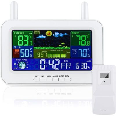 OEM Stazione Meteorologica Digitale Wireless Con Sensore Esterno, Termometro Interno Ed Esterno Con Ora, Temperatura, Umidità, Barometro, Sveglia (bianco) OEM Stazione Meteorologica Digitale Wireless Con Sensore Esterno, Termometro Interno Ed Esterno Con Ora, Temperatura, Umidità, Barometro, Sveglia (bianco)