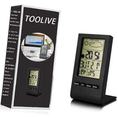 OEM Stazione Meteorologica Wireless, Termometro Interno/esterno, Igrometro, Barometro, Sveglia Digitale Con Sensore Esterno, Visualizzazione Di Ora, Data, Giorno E Fasi Lunari (nero) OEM Stazione Meteorologica Wireless, Termometro Interno/esterno, Igrometro, Barometro, Sveglia Digitale Con Sensore Esterno, Visualizzazione Di Ora, Data, Giorno E Fasi Lunari (nero)