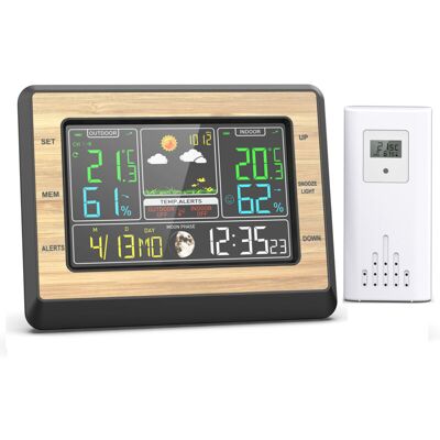OEM Stazione Meteorologica Digitale Wireless Con Sensore Esterno – Con Ora, Data, Temperatura, Umidità, Barometro, Sveglia, Visualizzazione Delle Fasi Lunari, Termometro Multifunzione (nero) -crezuo OEM Stazione Meteorologica Digitale Wireless Con Sensore Esterno – Con Ora, Data, Temperatura, Umidità, Barometro, Sveglia, Visualizzazione Delle Fasi Lunari, Termometro Multifunzione (nero) -crezuo