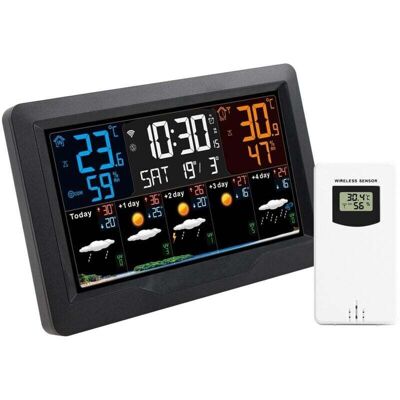 OEM Stazione Meteorologica Wireless Con 1 Sensore Interno/esterno, Schermo Lcd Con 4 Retroilluminazioni Regolabili, Radio Meteo Con Ora, Previsioni Del Tempo, Barometro E Sveglia -crezuo OEM Stazione Meteorologica Wireless Con 1 Sensore Interno/esterno, Schermo Lcd Con 4 Retroilluminazioni Regolabili, Radio Meteo Con Ora, Previsioni Del Tempo, Barometro E Sveglia -crezuo