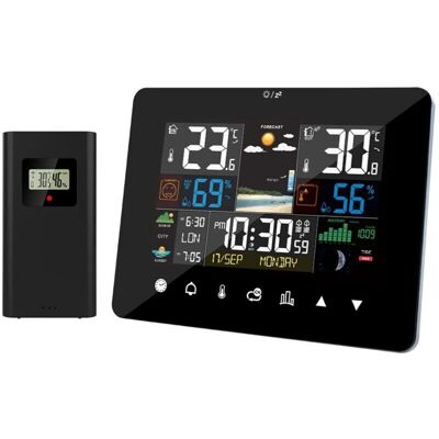 OEM Stazione Meteorologica Con Sensore Wireless Interno/esterno, Visualizzazione Alba/tramonto, Sveglia, Termometro, Igrometro, Funzionamento Touchscreen Con Sensore Esterno Wireless -crezuo OEM Stazione Meteorologica Con Sensore Wireless Interno/esterno, Visualizzazione Alba/tramonto, Sveglia, Termometro, Igrometro, Funzionamento Touchscreen Con Sensore Esterno Wireless -crezuo