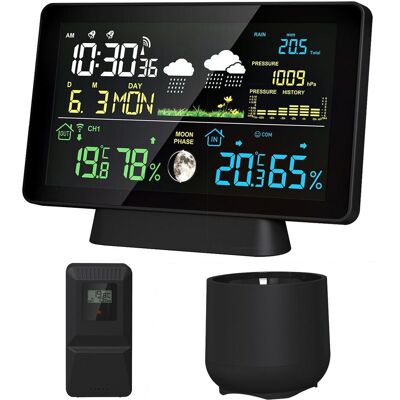 OEM Stazione Meteorologica Wireless 8 In 1 Termometro Igrometro Per Interni Ed Esterni Con Previsioni Meteo Schermo Lcd A Colori Retroilluminato Da 7,5 Pollici Stazione Meteorologica Con Ora, Sveglia, Dat OEM Stazione Meteorologica Wireless 8 In 1 Termometro Igrometro Per Interni Ed Esterni Con Previsioni Meteo Schermo Lcd A Colori Retroilluminato Da 7,5 Pollici Stazione Meteorologica Con Ora, Sveglia, Dat