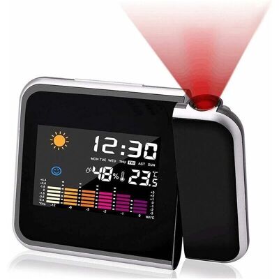 OEM Sveglia Proiettore Con Stazione Meteo, Doppio Allarme, Display Lcd Di Data, Ora, Temperatura E Umidità. OEM Sveglia Proiettore Con Stazione Meteo, Doppio Allarme, Display Lcd Di Data, Ora, Temperatura E Umidità.