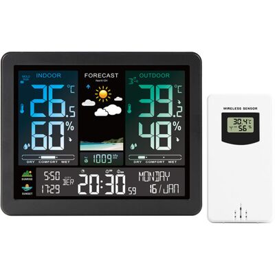 OEM Stazione Meteorologica Con Sensore Esterno, Schermo Lcd A Colori Wireless, Barometro Digitale, Fasi Lunari, Sveglia, Previsioni Del Tempo, Retroilluminazione Regolabile -crezuo OEM Stazione Meteorologica Con Sensore Esterno, Schermo Lcd A Colori Wireless, Barometro Digitale, Fasi Lunari, Sveglia, Previsioni Del Tempo, Retroilluminazione Regolabile -crezuo