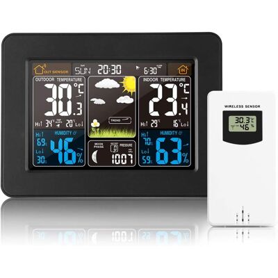 OEM Stazione Meteorologica Digitale Wireless Con Sensore Esterno - Con Ora, Data, Temperatura, Umidità, Barometro, Allarme, Display Fasi Lunari, Termometro Multifunzione (nero) OEM Stazione Meteorologica Digitale Wireless Con Sensore Esterno - Con Ora, Data, Temperatura, Umidità, Barometro, Allarme, Display Fasi Lunari, Termometro Multifunzione (nero)