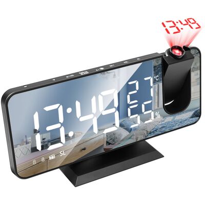 OEM Radiosveglia Con Proiezione Digitale Della Data, Display A Led, Ampio Led, Doppia Sveglia, Visualizzazione Di Temperatura/umidità, Design Minimalista, Cornice In Abs Bianca O Nera. OEM Radiosveglia Con Proiezione Digitale Della Data, Display A Led, Ampio Led, Doppia Sveglia, Visualizzazione Di Temperatura/umidità, Design Minimalista, Cornice In Abs Bianca O Nera.