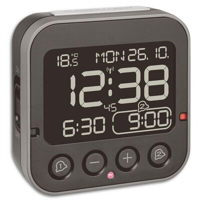 TFA - Dostmann 60.2552.01 Radiocontrollato Sveglia Nero Tempi Di Allarme 2 Display Grande TFA - Dostmann 60.2552.01 Radiocontrollato Sveglia Nero Tempi Di Allarme 2 Display Grande