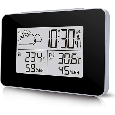 OEM Stazione Meteorologica Wireless, Orologio Digitale Multifunzione Con Meteo Esterno/temperatura/umidità/retroilluminazione/sveglia Snooze (nero) -crezuo OEM Stazione Meteorologica Wireless, Orologio Digitale Multifunzione Con Meteo Esterno/temperatura/umidità/retroilluminazione/sveglia Snooze (nero) -crezuo