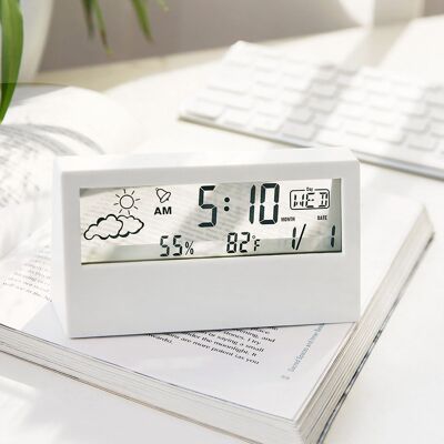 OEM Sveglia Elettronica Digitale Lcd Con Termometro E Igrometro - Abs Bianco Trasparente - 130 G - Design Minimalista - Display Chiaro - Sveglie Multiple - Cronometro OEM Sveglia Elettronica Digitale Lcd Con Termometro E Igrometro - Abs Bianco Trasparente - 130 G - Design Minimalista - Display Chiaro - Sveglie Multiple - Cronometro