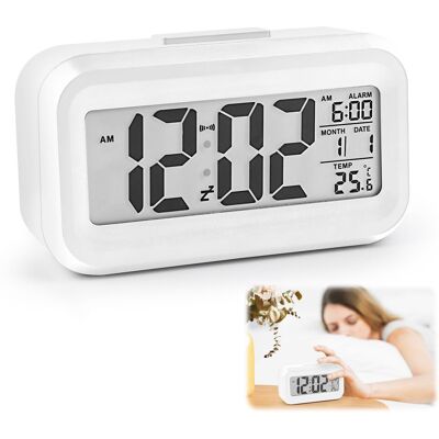 OEM Sveglia Digitale Lcd A Batteria Con Ampio Display - Temperatura, Data, Snooze, Retroilluminazione - Orologio Digitale Portatile Per Camera Da Letto, Ufficio, Viaggio - Bianco OEM Sveglia Digitale Lcd A Batteria Con Ampio Display - Temperatura, Data, Snooze, Retroilluminazione - Orologio Digitale Portatile Per Camera Da Letto, Ufficio, Viaggio - Bianco