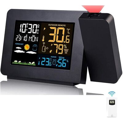 OEM Stazione Meteorologica Termometro Igrometro Wireless Con Sensore, Orologio Meteorologico A Proiezione, Termometro Per Interni/esterni Con Radiocomando Rcc, Doppia Sveglia OEM Stazione Meteorologica Termometro Igrometro Wireless Con Sensore, Orologio Meteorologico A Proiezione, Termometro Per Interni/esterni Con Radiocomando Rcc, Doppia Sveglia