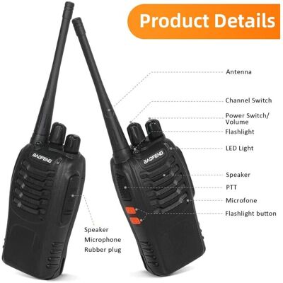 OEM Ricetrasmittenti Portatili 400-470 Mhz Con Auricolari Originali, 16 Canali Ricaricabili, Ideali Per Comunicazioni All'aperto - Nero - Altro OEM Ricetrasmittenti Portatili 400-470 Mhz Con Auricolari Originali, 16 Canali Ricaricabili, Ideali Per Comunicazioni All'aperto - Nero - Altro