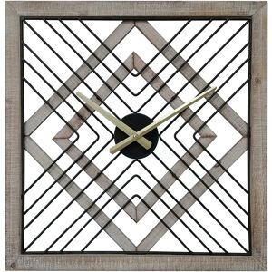 MOBILI REBECCA - Rebecca Mobili Orologio Da Parete Quadrato In Metallo Mdf Nero Marrone Stile Moderno MOBILI REBECCA - Rebecca Mobili Orologio Da Parete Quadrato In Metallo Mdf Nero Marrone Stile Moderno