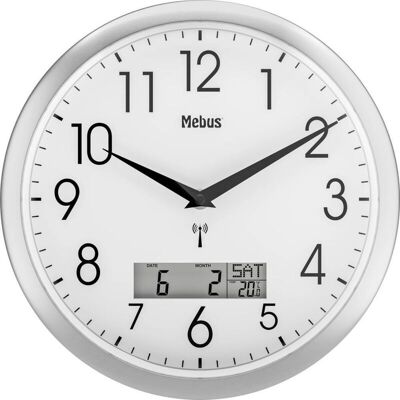 MEBUS 19422 Radiocontrollato Orologio Da Parete 30 Cm X 3 Cm Argento - MEBUS 19422 Radiocontrollato Orologio Da Parete 30 Cm X 3 Cm Argento -