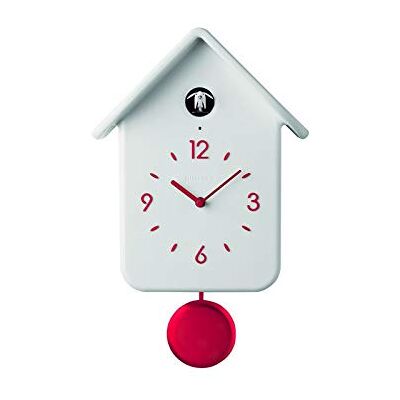 Guzzini Orologio Gjøkur Moderno Bianco con Pendolo - Orologio a Parete Guzzini Orologio Gjøkur Moderno Bianco con Pendolo - Orologio a Parete
