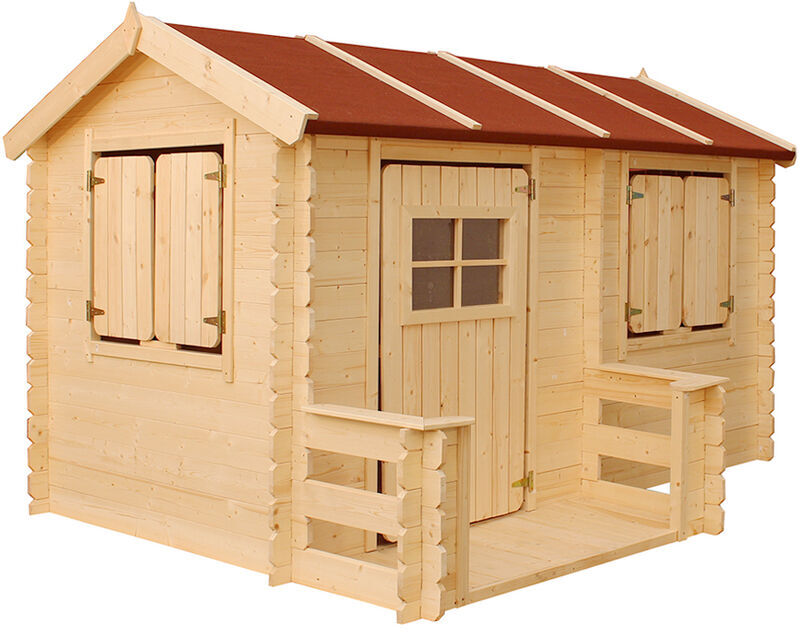 TIMBELA Casetta per bambini 2.63m2 - Casa da giardino per bambini - L241xB184xA151cm - Casetta legno per bambini da esterno  M503