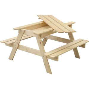 TIMBELA - Tavolo Da Picnic Per Bambini In Legno Con Scomparto Segreto L90xl90xa50 Cm - Gruppo Tavolo Con Panche M010-1 TIMBELA - Tavolo Da Picnic Per Bambini In Legno Con Scomparto Segreto L90xl90xa50 Cm - Gruppo Tavolo Con Panche M010-1